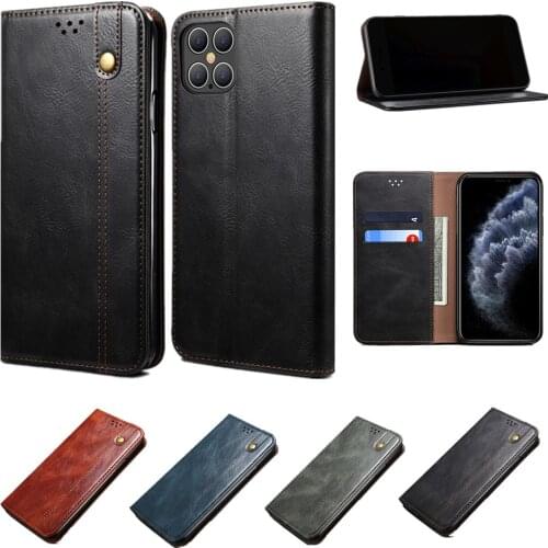 Leather Flip Case for iPhone 12 Mini 11 Pro Max SE 2020 6 7 8 Plus X XR XS Capa Oil Wax Pattern Shockproof Full Protection Cover