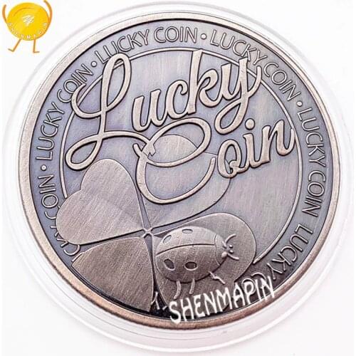 Four-leaf Clover Lucky Commemorative Coin Love Tokens Marriage Memorial Gift You Deserve All the Happiness in the World