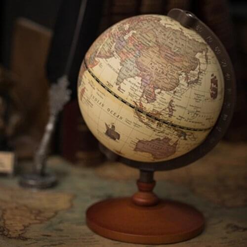 Wooden Globe Terrestre Retro Vintage Home Decoration Desk Toy World Map Geography Home Furnishing Ornaments Crafts Figurines