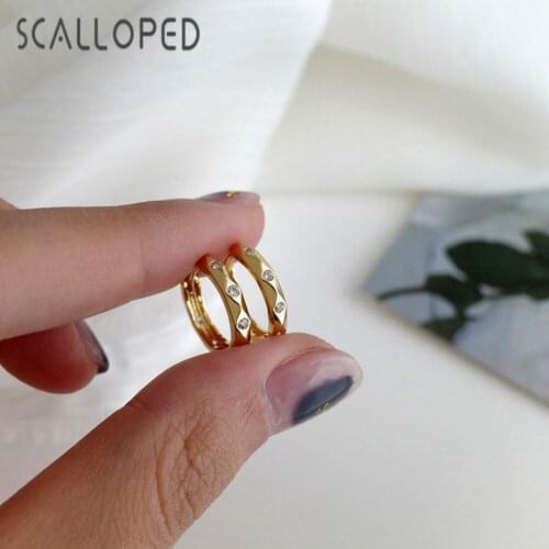 SCALLOPED Classic Micro Paved Zircon Circle Hoop Earrings For Women Accessories Punk Hip Hop Charming Hot Jewelry Gifts