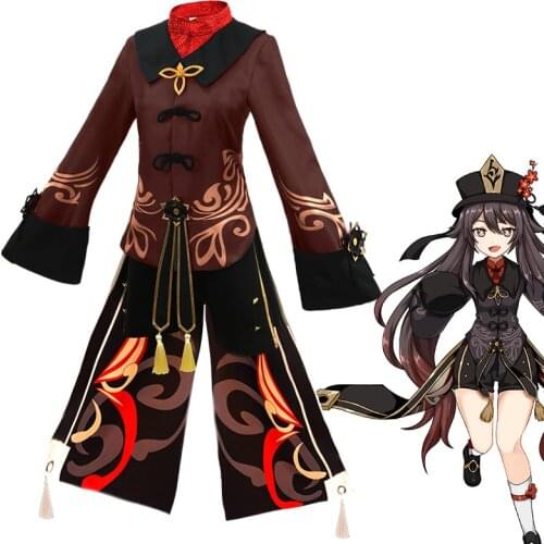 Anime Genshin Impact Hu Tao Cosplay Costume Outfit Uniform Halloween Carnival Suit