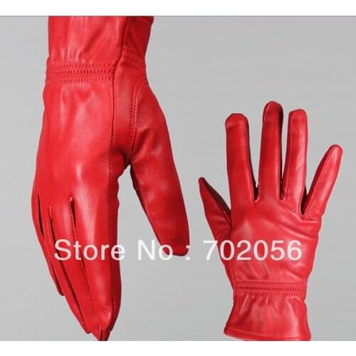 Red black color Genuine Leather Gloves skin gloves LEATHER GLOVES 12pairs/lot #3138