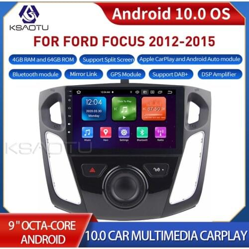 KSAOTU 9025 9" 8-Core Android 10.0 Car Stereo Carplay DSP DAB+ GPS WiFi USB DVB-T 4G TPMS Canbus OBD2 For FORD FOCUS
