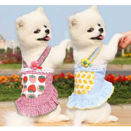 Summer Pet Dog Clothes Puppy Thin Skirt Button Design Dog Princess Dress Pet Dresses
