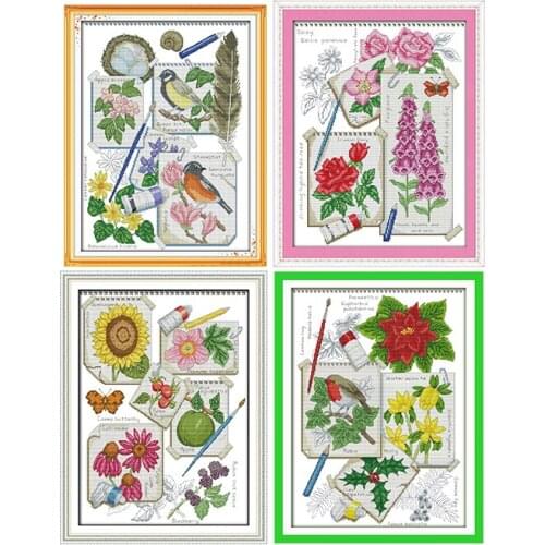 Draw the four seasons cross stitch kits dmc 11CT 14CT printed patterns sewing needlework embroidery counted cross sets for decor