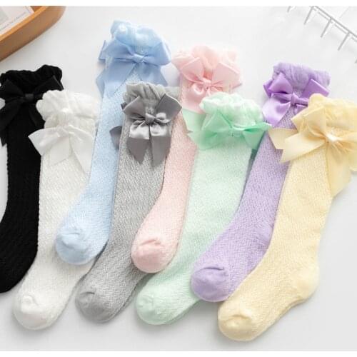 Baby Girl Socks Toddler Baby Bow Cotton Mesh Breathable Socks Newborn Infant Non-slip Baby Girls Socks 0-3 years cheap stuff