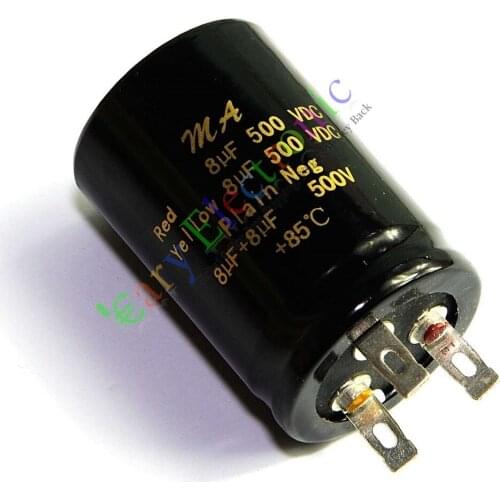 Wholesale and retail 10pc 500V 8uf + 8uf 85C New Can electrolyticCapacitor for tube amp DIY parts free shipping