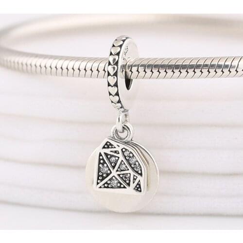 Authentic S925 Silver My Rock With Crystal Pendant Hanging Bead Charm for Women Bracelet Bangle Jewelry