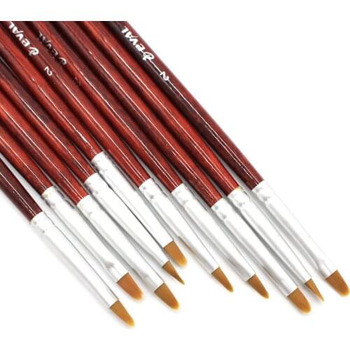 Professional 6 pc Color Red UV Non-corrosive Gel Drawing Pen Brush For Manicure DIY Nail Art Tool Oval Gradient Paint Brush