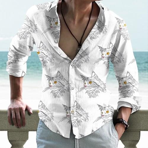 Mature Man White And Black Darker Pattern Long Sleeve Casual Custom Design Shirt