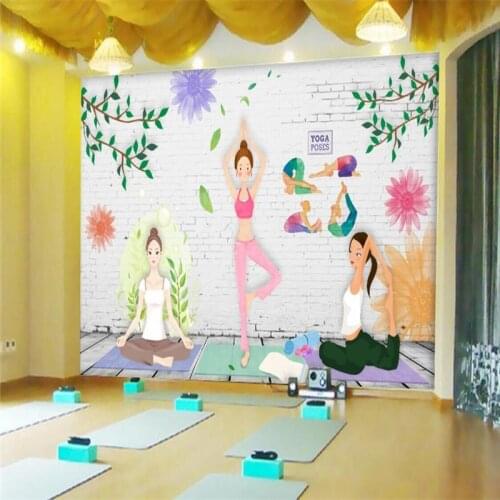 Hand-painted wind Yoga Fitness Club tooling wall professional production wallpaper wallpaper
