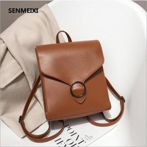 New Fashion Women Backpack PU Leather Retro Female bag schoolbags Teenage Girl High Quality Travel books Rucksack Shoulder Bags