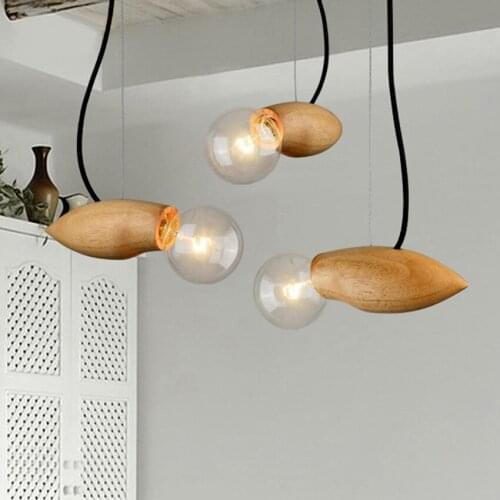 Modern Mango shape Creative wooden Led Pendant Lights,Wooden Light Holder Edison Pendant lamp for cafe bar Deco Hanging Lamps