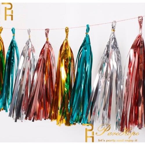 Wedding Decoration 25pcs Foil Paper Tassel Garland Ribbon Mermaid Party Birthday Baby Shower Garland Bachelorette Party Supplies