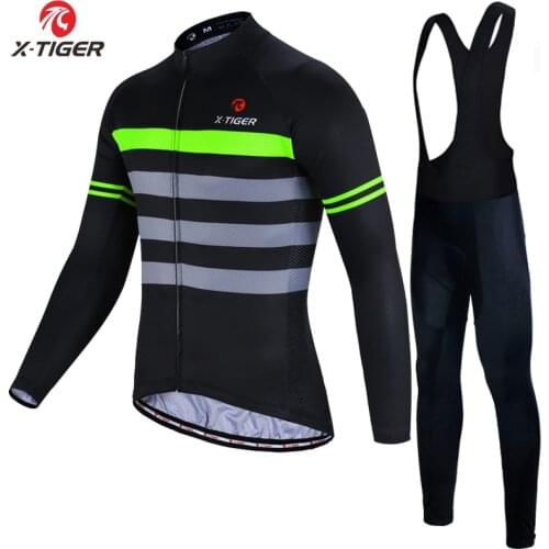 X-Tiger 2020 Pro Cycling Jersey Set Long Sleeve MTB Bike Clothes Mans Racing Road Bicycle Cycling Clothing Cycling Set For Men