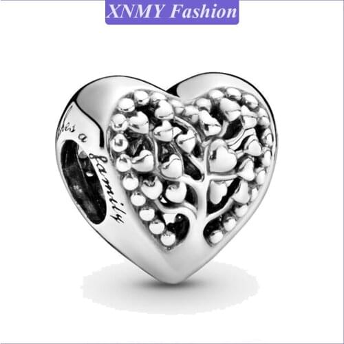 XNMY Hot Sale Silver Color Life Tree Heart Charm Beads Fit Original Pandora Bracelet Bangle Jewelry Making DIY Gift Wholesale