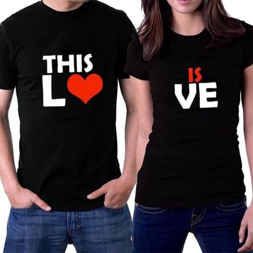Red Love Heart Print Couple T Shirt King Queen Short Sleeve O Neck Lovers Tshirt Women Summer Tee Shirt Tops Clothes LLGC