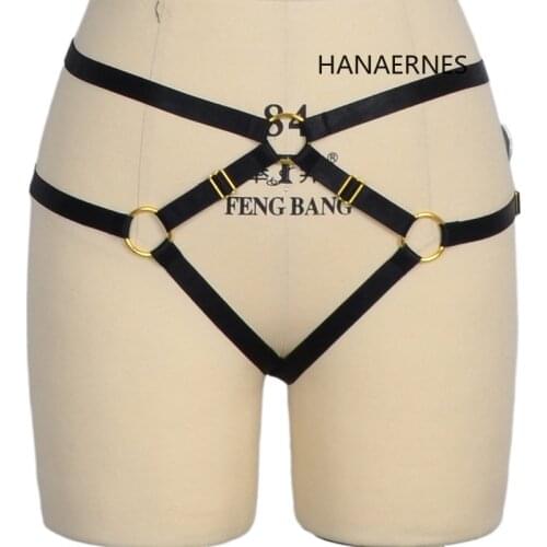 Women Sexy Black Harness Strappy Leg Garter Belt Waist Suspender Caged Punk Gothic Plus Size Elastic Dance Cosplay Rave Clothing