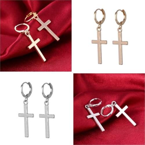 Simple Fashion Women Costume Jewelry Drop Earrings Cross Shape Vintage Silver Gold Color For Women Crosses Earring Gifts