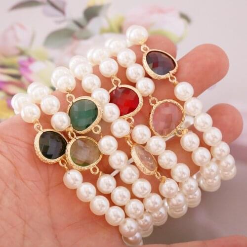 Colorful Glass Charm Bracelet for Women Imitation Pearls Beaded Bracelets Female 2021 Fashion Jewelry Hand Chain Simple New