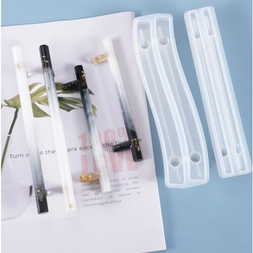 1Pcs Home Ornament Bending/Hex Handle Crystal Epoxy Mold for Fruit Tray Transparent Silicone DIY Decorative Handle