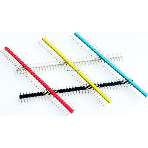 10pcs/lot 2.54mm Black + White + Red + Yellow + Blue Single Row Male 1X40 Pin Header Strip Gold-plated ROHS