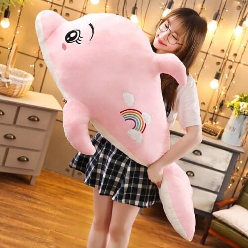 110CM Big Size Dolphin Plush Toys Dolls Large Plush Stuffed Sea Animal Toys Pillow Appease Cushion Birthday Gift for Children