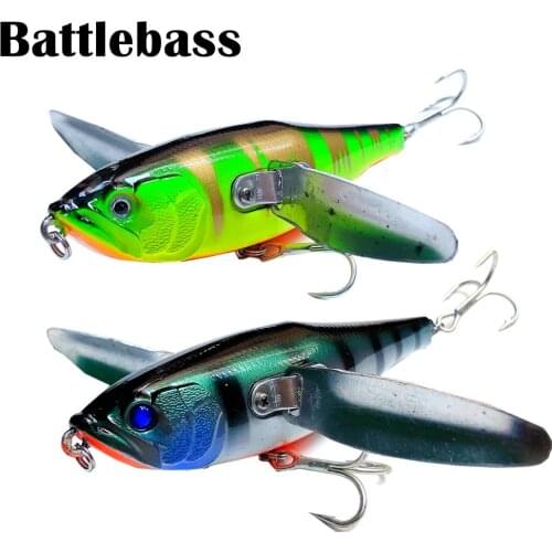 2021 NEW 12cm 34g Topwater Popper Bait Fishing Lure Hard Body Stainless Steel Wings Floating Wobbler Swimbait Fishing Tackle