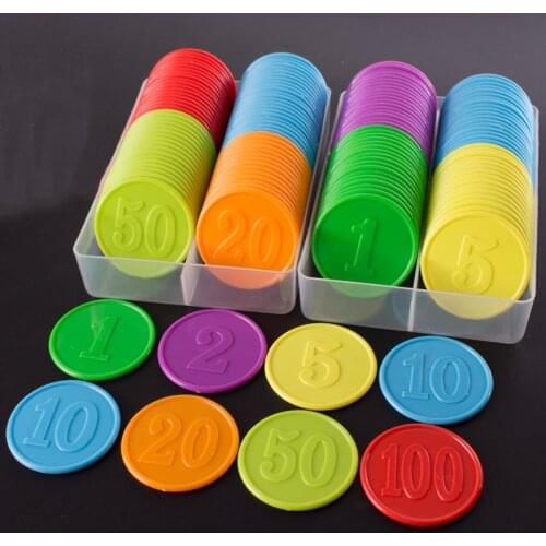 80PCS plastic poker chips value 1 2 3 5 10 20 50 100 large and small numbers for gaming tokens coins playing game chips