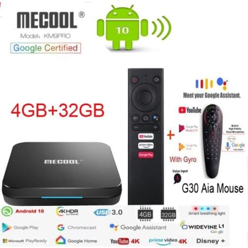 Androidtv 9.0 Google Certified MECOOL KM9 PRO 4GB 32GB Android 9.0 TV Box Amlogic S905X2 4K Voice 2.4G 5G Dual Wifi BT4.0 KM9ATV