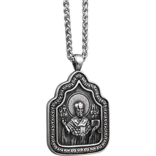 HipHop Priest God Necklace Pendant for Men Him Stainless Steel Chain with 24Inch Religious Jewelry
