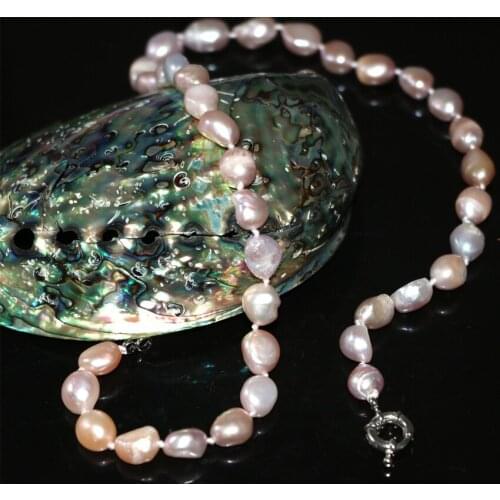 Wholesale Price Purple Natural 9-11mm Freshwater Cultured Irregular Pearl Beads Chain Necklace Women Charms Jewelry 18inch B3019