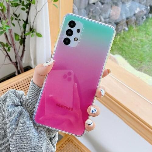 LOVECOM Gradient Rainbow Clear Coque For Samsung A72 A52 A32 A71 A21S S21 S20 Plus S20FE Note 20 Ultra Case Soft IMD Back Cover