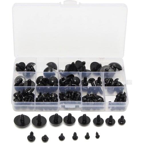 154pcs 6-24mm Black Plastic Safety Eyes With Washers Teddy Bear Doll Animal Accessories DIY Craft Supplies