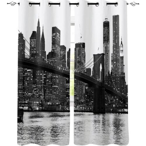 Black And White Urban Architecture Modern Curtains For Living Room Bedroom Kitchen Window Treatment Drapes Home Hotel Decoration