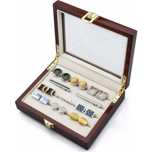 HAWSON Wooden Display Box Dark Brown Storage Jewelry Case Best Gift for Husband Birthday