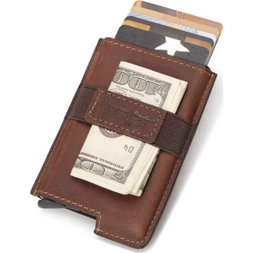 Credit Card Holder Slim Aluminum Wallets With Elasticity Back Pouch Quality Mini RFID Wallet Automatic Pop up Bank ID Card Case