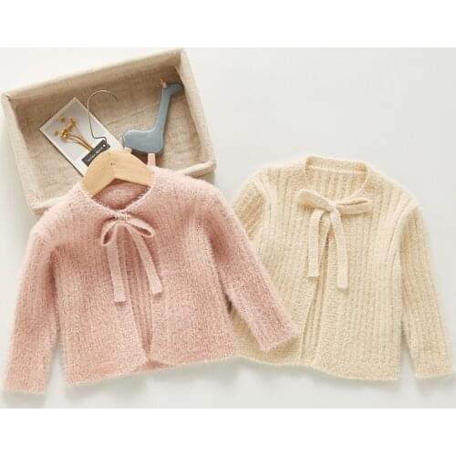 Infant Baby Girls Mink Hair Cardigan Coat Kids Girls Childrens Cardigan Coat Baby Girls Long Sleeve Knit Cardigan Coat