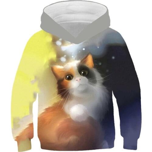 Baby Lovely Cat Animal Series pullover Girl Sweatshirts 3D Printing Animal Long Sleeve Hoodies boys Tops kids Hip hop Sportswear