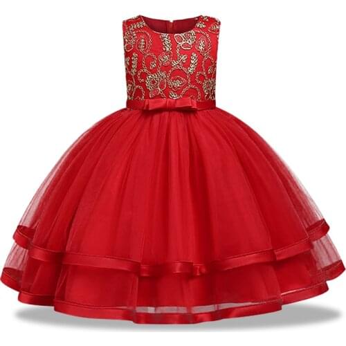 Kids Dress for Girls Embroidery 2-12 Years Baby Girl Dress for Wedding Party Elegant Formal Children Clothing Toddler Girl Dress
