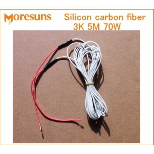 Free Ship 10pcs Silicon carbon fiber 3K 5M 70W Carbon fiber Equipment defrost heating wire/incubator electric heating plate