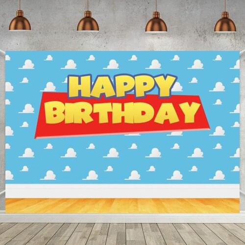 Kids Birthday Toy Backdrop Boys Story Girls Baby Cartoon Banner Birthday Party Photography Background for Children Cake Table
