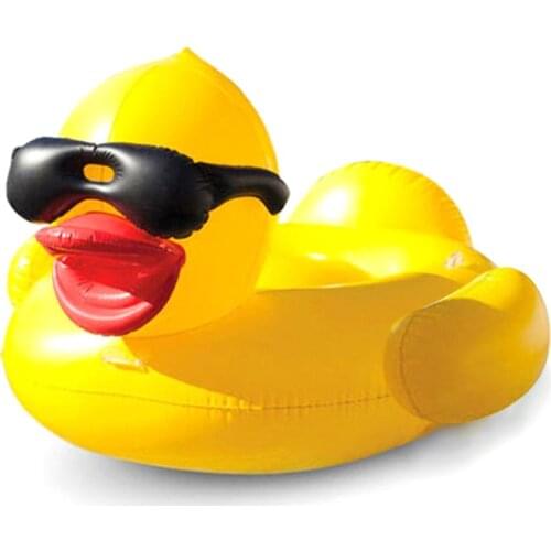 28x25x6CM Giant Sunglass Inflatable Yellow Duck Swimming Ring Float Row Water Party Floating Bed Swimming Fun Toys For Adults