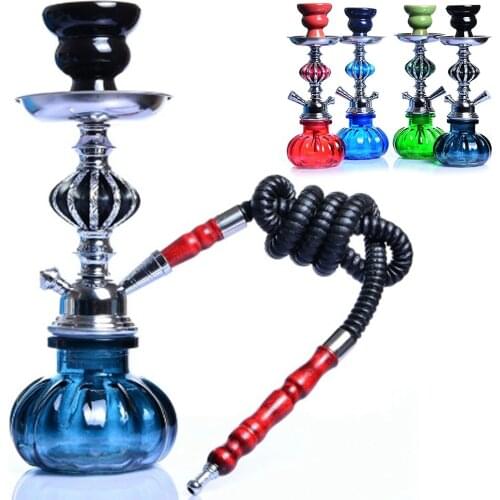 1Pcs Shisha Hookah With Hose Charcoal Narghile Hookahs Chicha Tongs Ceramic Bowl For Bars Clubs Smoking Cigarette Accessories