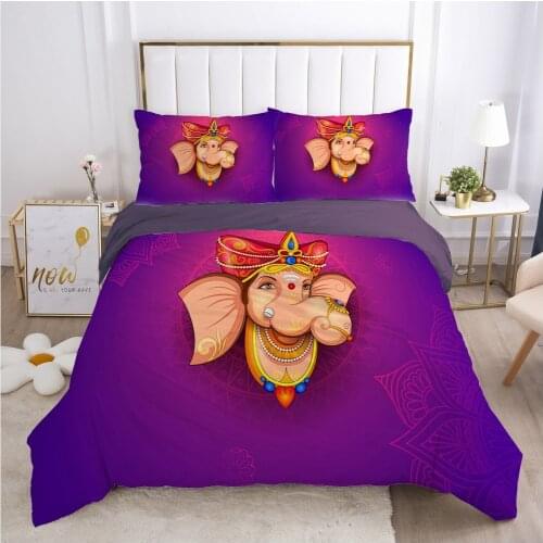 3D Duvet cover set Purple Bedding sets Quilt covers Comforter case Pillowcase King Queen Double Twin Size Indian Lord Bed Linen