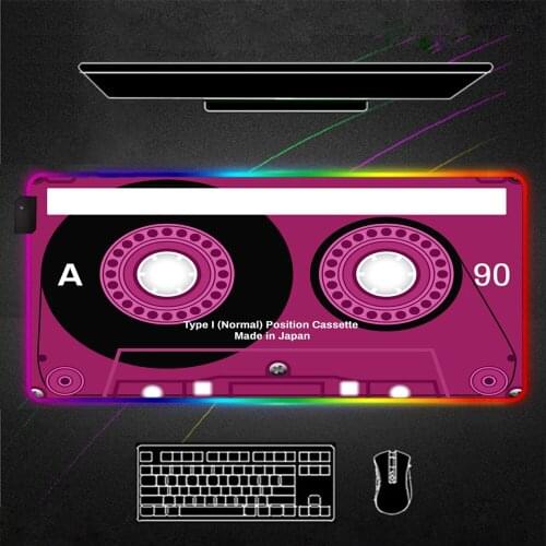 Slipmat Rgb Mouse Pad with Backlight Gamer Mat Gloway MousePad Led Pad Gaming Lights Mat for Computer Retro Record Cassette
