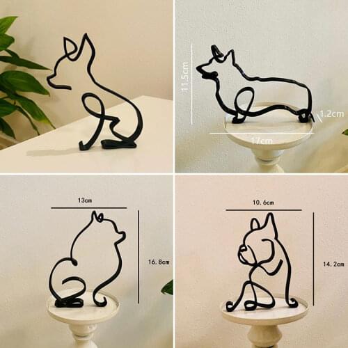 Creative Modern Simple Dog Shaped Minimalist Art Sculpture Decoration Iron Sheet Craft Decorative Ornaments