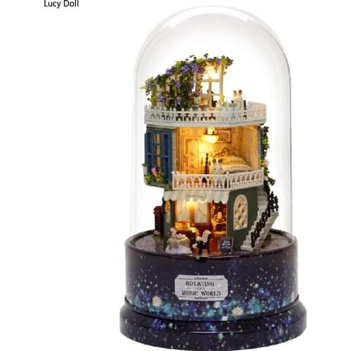 Lucy Dollhouse Miniature DIY Doll House With Furnitures Wooden House Toys For Children Birthday Gift With Dust Cover Music 26