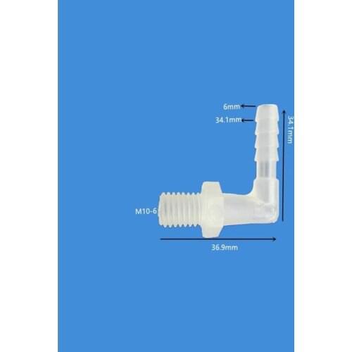 M10 Metric Thread to 6mm Pagoda Barbed Plastic Elbow Pipe Fitting Reducing Hose Connector L Type Water Tube Joint for Garden