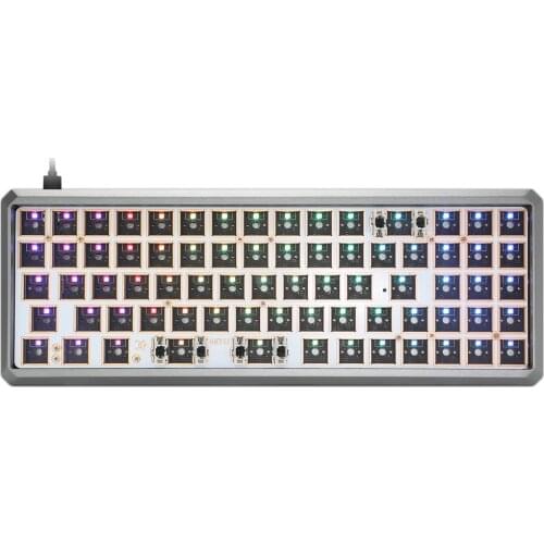 Gk73s 68% bluetooth 5.1 mechanical keyboard rgb switch led hot swapping socket type c with driver software program macro light